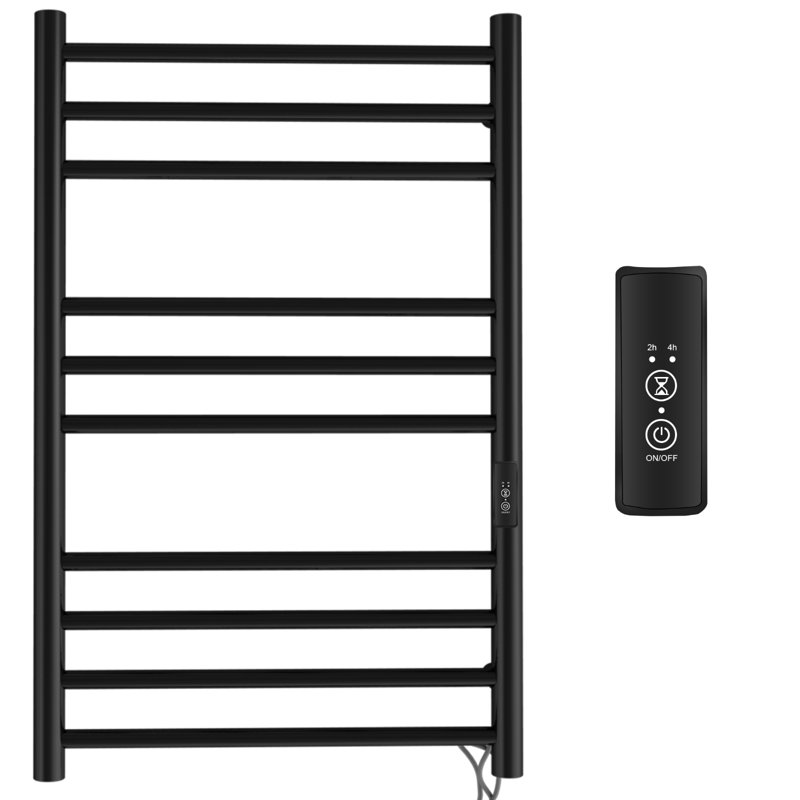 SÃ¨che-serviettes Ã©lectrique pour salle de bain, porte-serviettes chauffant avec minuterie, style noir classique, Noir