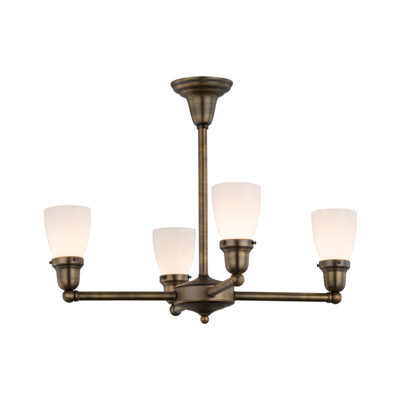 Schoolhouse & Early Electric 4 - Light Chandelier, Antique Brass