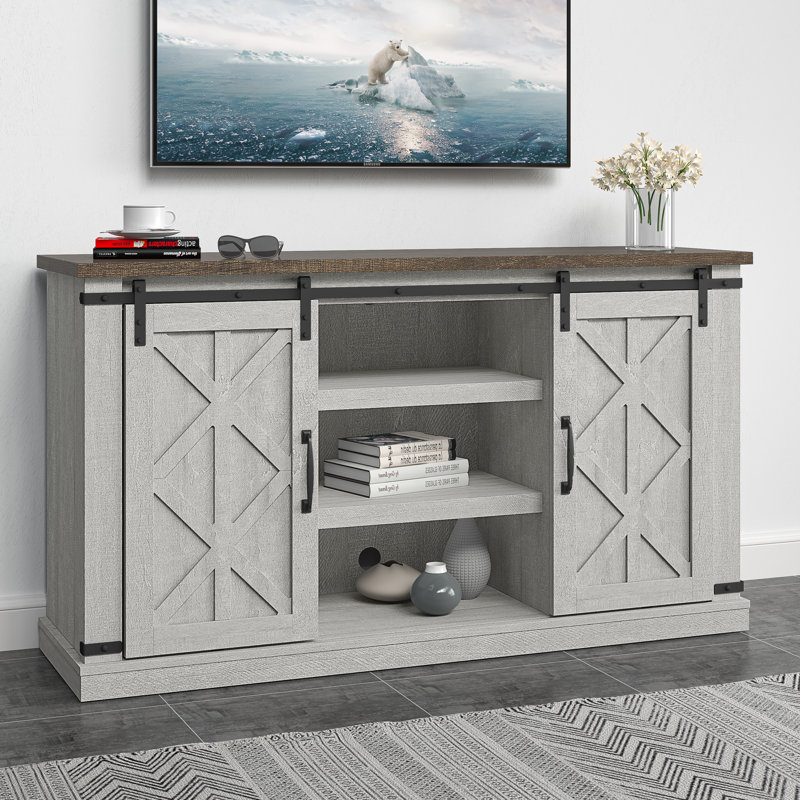 Farmhouse Style TV Stand Up To 65", White