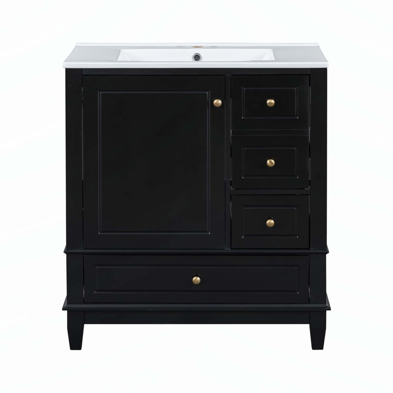 Meuble-lavabo polyvalent avec rangement spacieux et fabrication durable, Noir