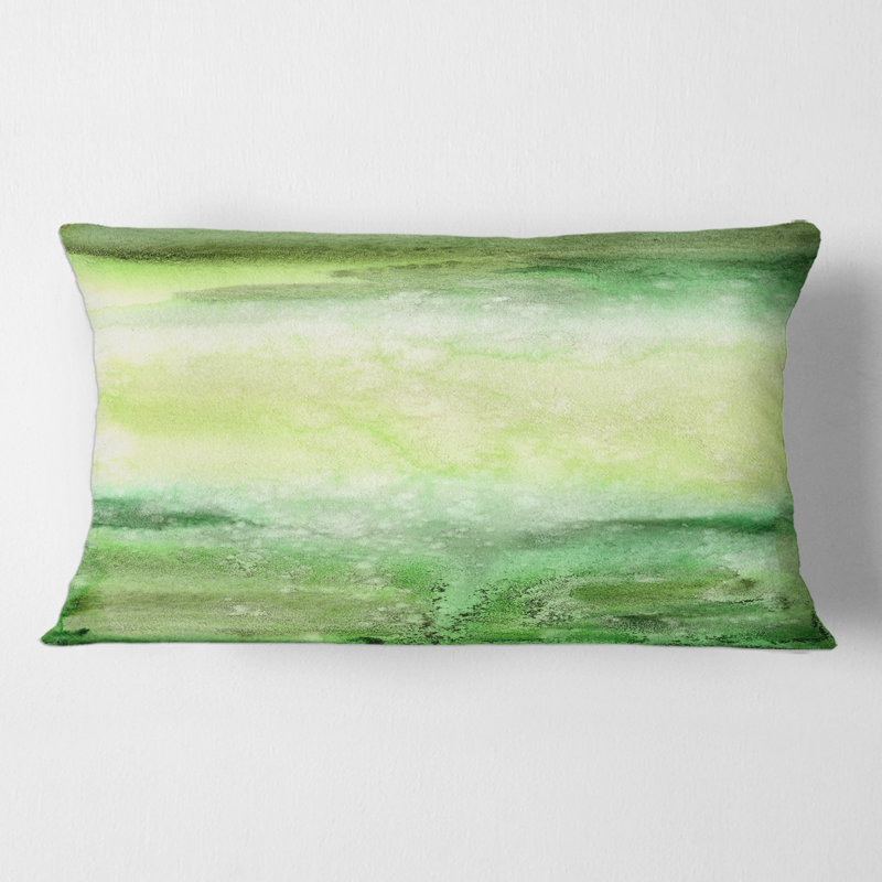 Pastel Abstract With Dark Green & Beige Spots - Modern Printed Pillow