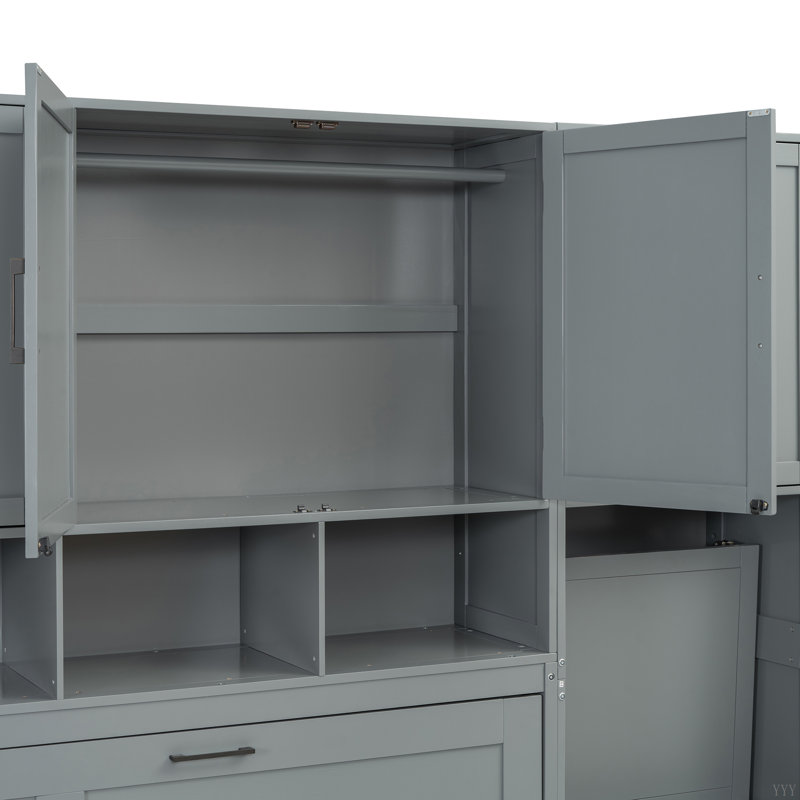 Lit escamotable innovant avec placard, tiroirs et bureau, une solution compacte et fonctionnelle pour les espaces de vie modernes