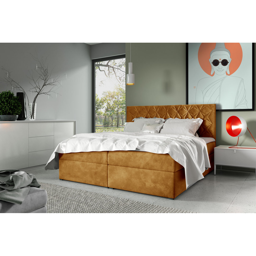 Boxspringbett Arcibaldo mit Topper und Bettkasten