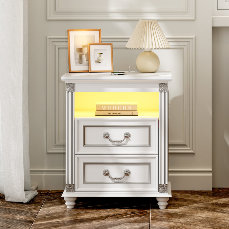 50cm W Bedside Table, White