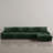 4 - Piece Upholstered Green Faux Rabbit Fur Flannel Modular Sectional Sofa with Armrests & Throw Pillows-2067417774