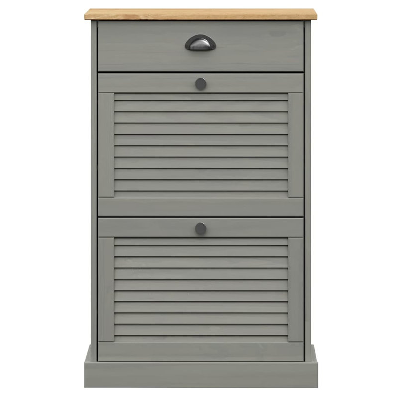12 Pair Shoe Storage Cabinet, Brown/Grey