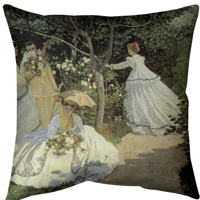 Coussin pour hommes de jardin claude monet, Vert, Faux lin