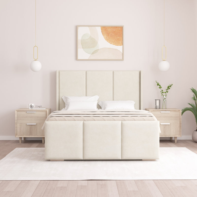 Berlin Bed Frame - Plush Velvet, Single (3'), Cream