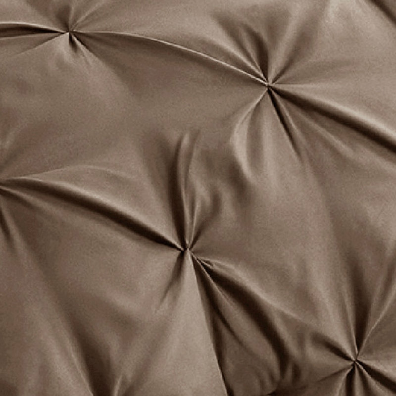 Bedsure Cal King Burgundy Pintuck Bed-in-a-Bag - Brown Pinch Pleat Comforter Set with Sheets, Pillowcases & Shams (Set of 7)
