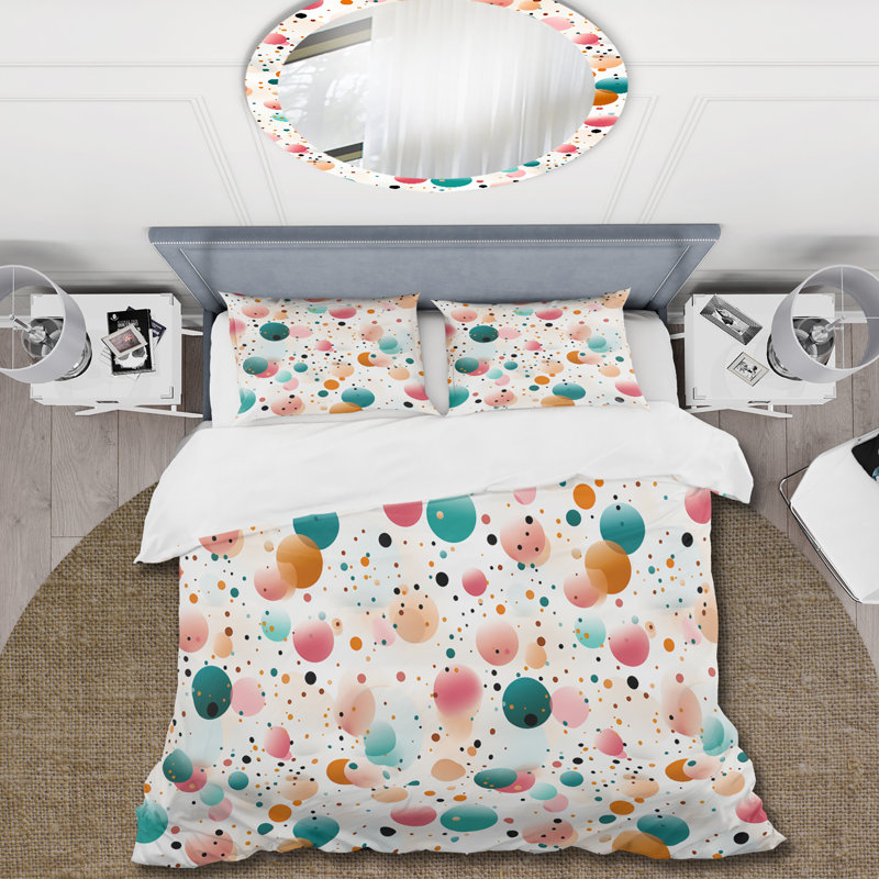 Ensemble de housse de couette à pois Delight Polka Dots Pattern I, Housse de couette pour très grand lit et 2 très