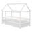 Floor Wooden Bed With House Roof Frame, Fence Guardrails-1904649021-1904649020