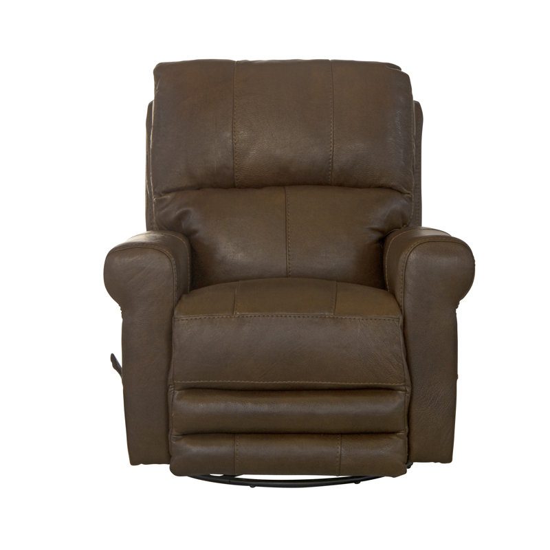 Union Point 38" Wide Swivel Standard Recliner, Chocolate Genuine Leather, Manual