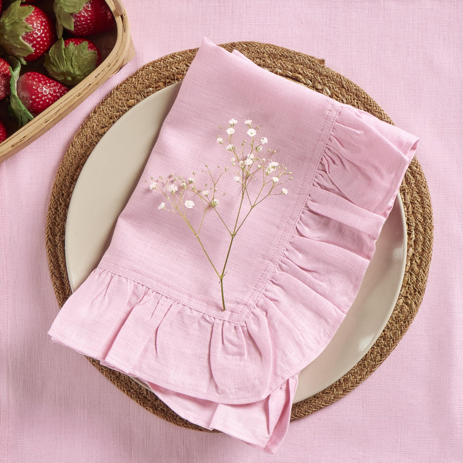 100% Linen Napkin, Pink Lemonade