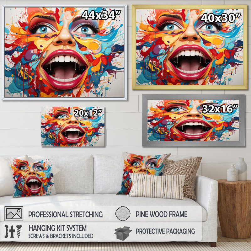 Pop Pop, portrait liquide coloré - impression, Cadre simple noir, H 34 po x l 44 po x P 1,5 po