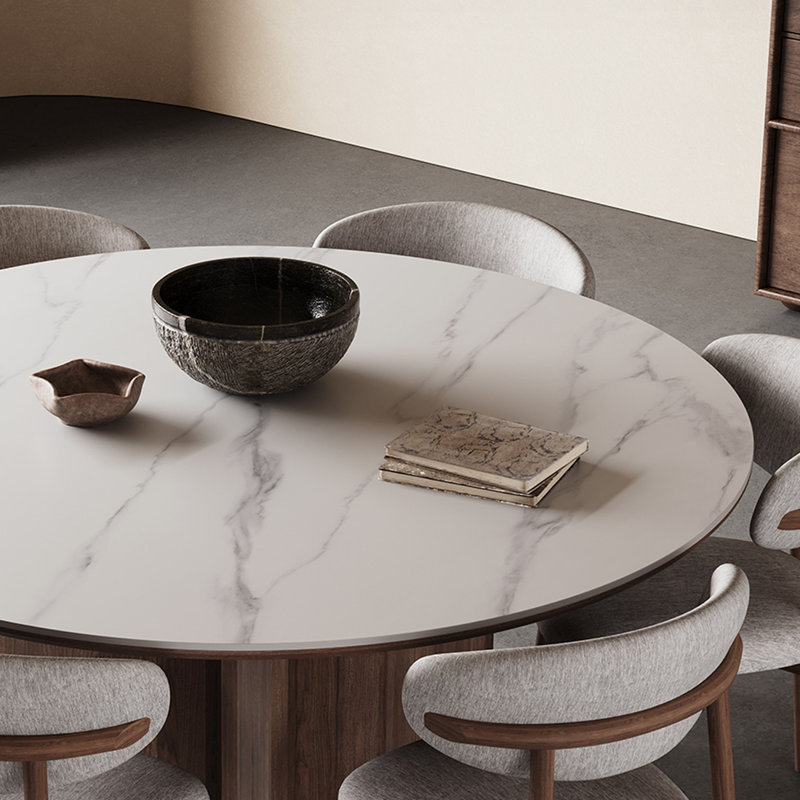 Modern Simple Rock Plate Dining Table Sets., 29.53"H x 53.15"L x 53.15"W