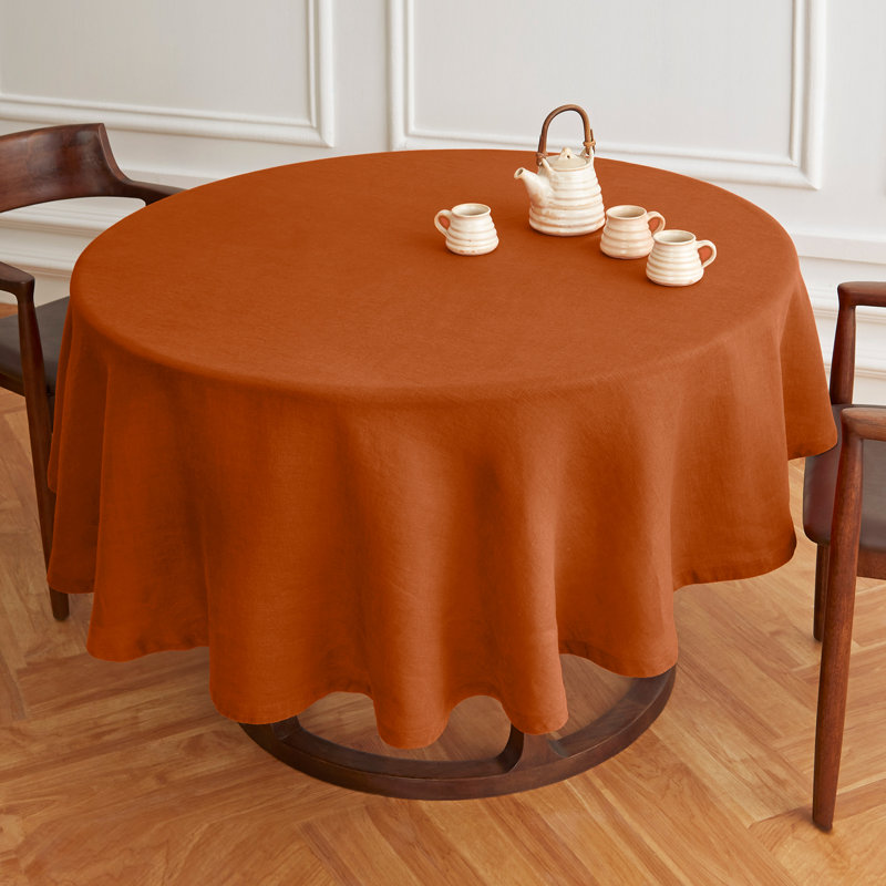 Sonoma - 100% Pure Linen Round Tablecloth (Prewashed), 60" Round, Cinnamon Stick