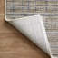 Tapis rayé en polyester tissé à la machine en beige / gris-1528997005