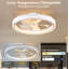 Modern RGB Dimmable Flush Mount Ceiling Fan White-130156474