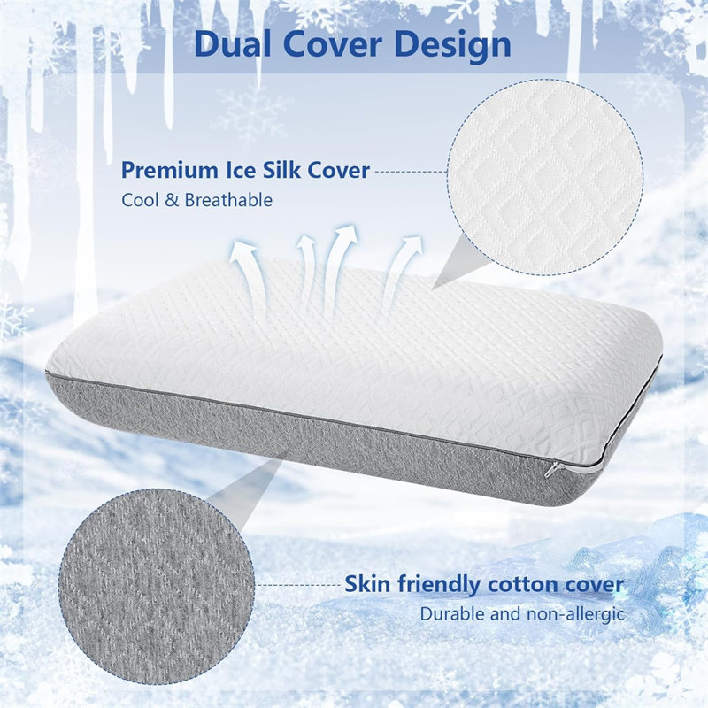 Adjustable Memory Foam Pillow with Cooling Gel Layers