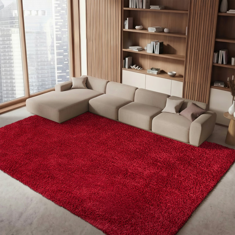 August Shag Performance Solid Color Rug, Rectangle 8' x 10'
