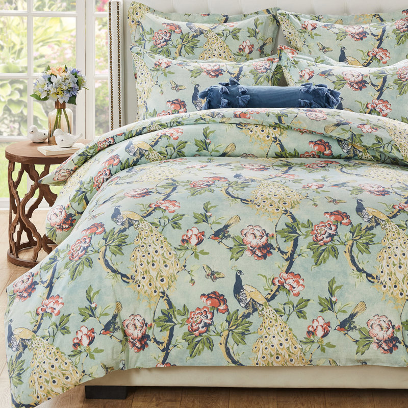 Jade Victorian Garden Cotton Twin Duvet Set