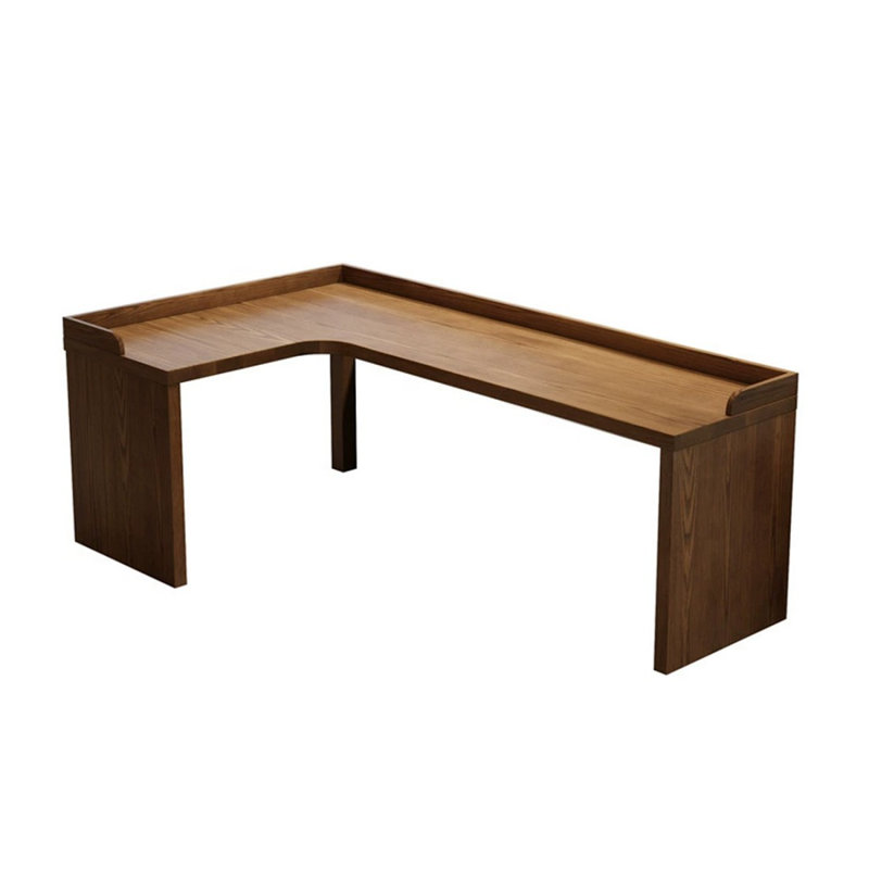 Bureau en bois massif en L noyer clair, H 31,5 po x l 62,6 po x P 47,24 po, Retour à gauche