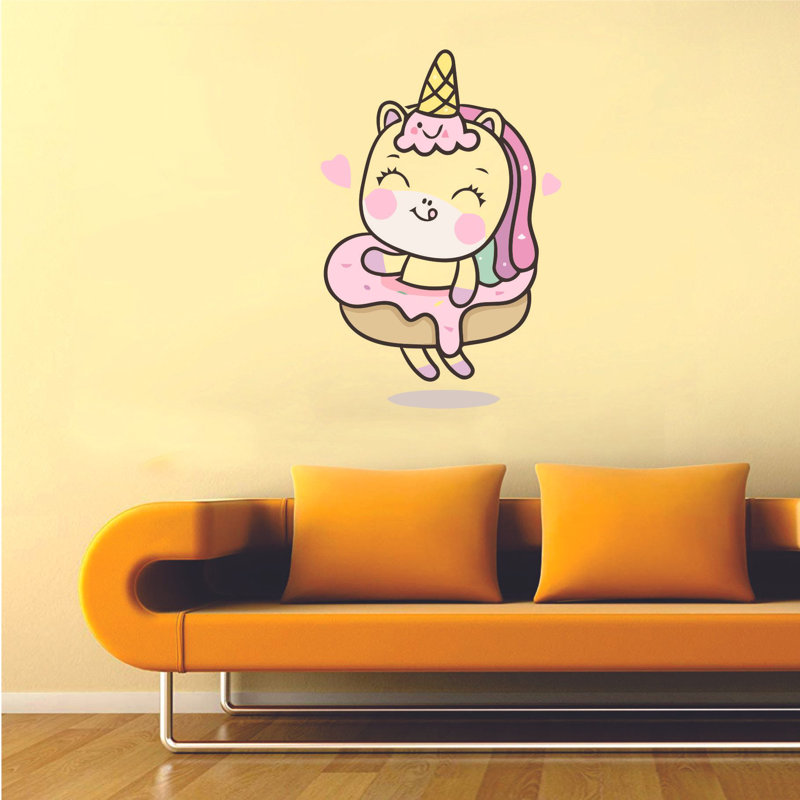 Décalcomanie murale mignonne mignonne licorne mignonne et mignonne, H 30 po x l 15 po