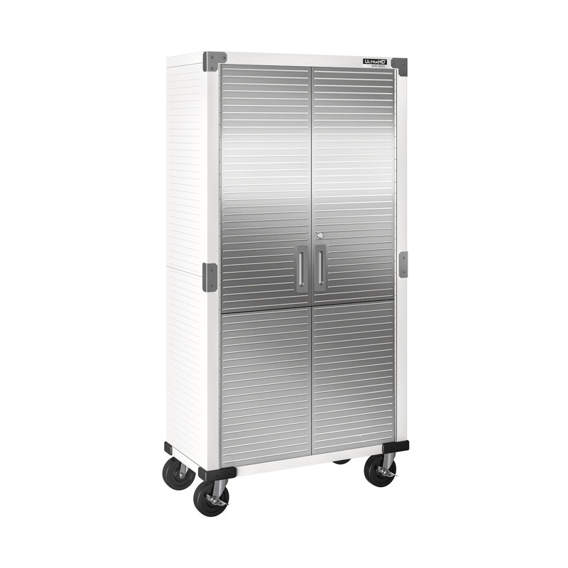 Seville Classics UltraHD 2 Piece Stainless Steel Storage System, 90.5" H x 36" W x 18" D, White