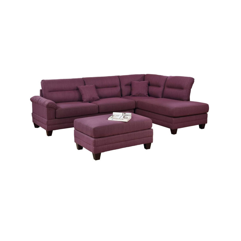 Upholstered L-Shaped Sectional Reversible, Warm Purple