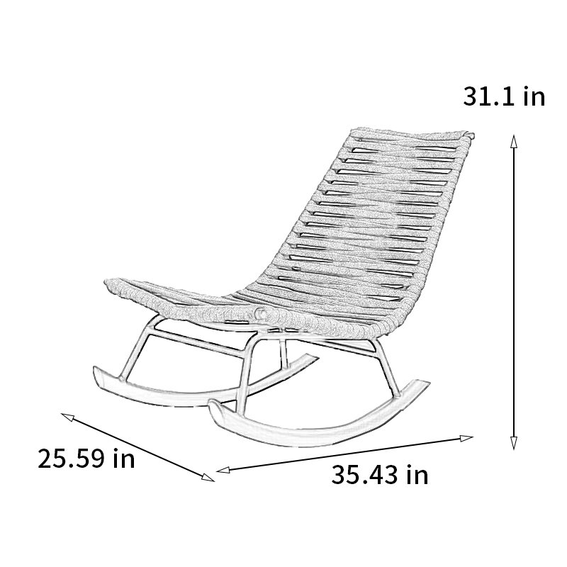 Chaise berçante en corde tissée à la main de haute qualité, Orange