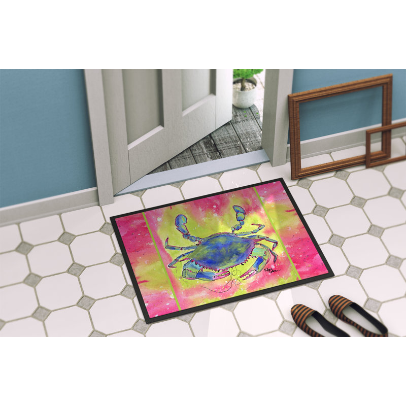Tapis de porte d’intérieur anti-dérapant rose clair et crabe, Rectangle 2 pi x 3 pi