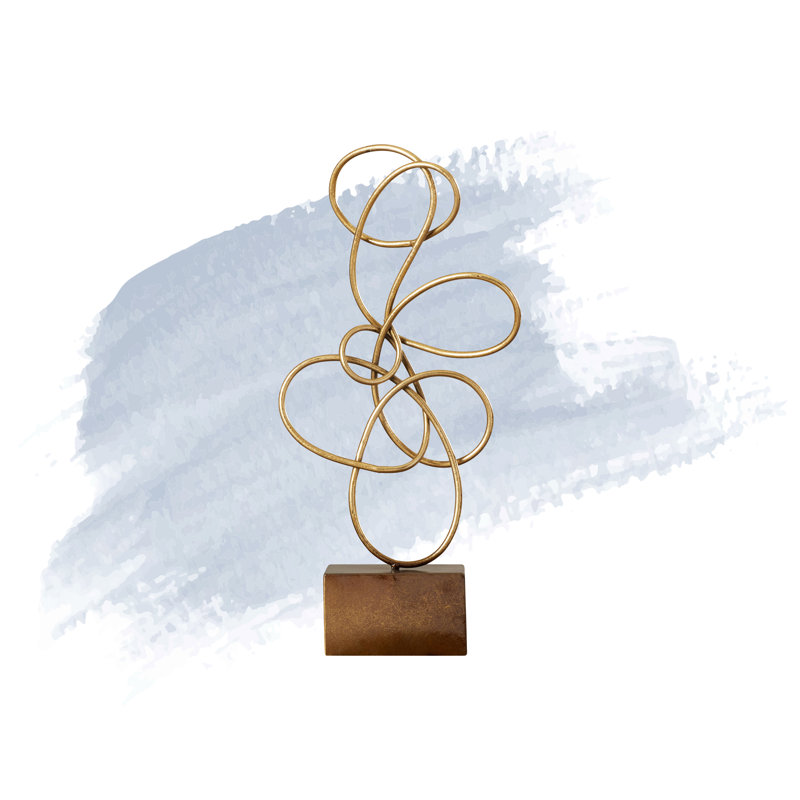 Herard Metal Swirl Abstract Decorative Silver Sculpture, Silver