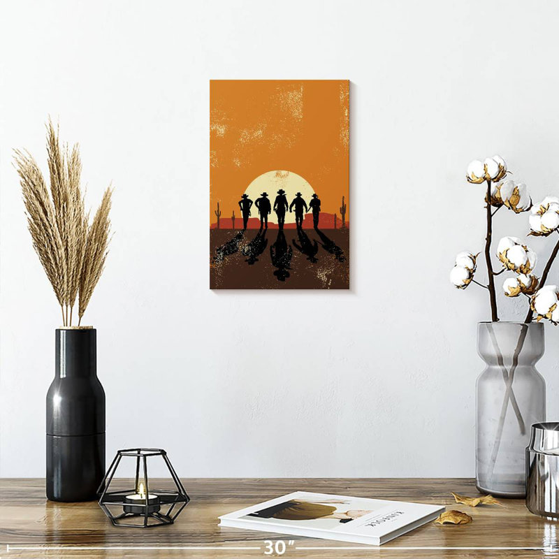 Sunset Desert Cowboys, 12" H x 8" W