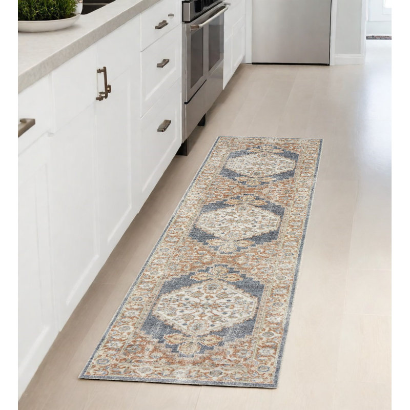 Tapis de couloir oriental bleu 8 pi