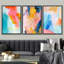 «Vibrant Multicolor Paint Stroke Shapes Abstract Abstract Decor», reproduction encadrée sur toile, 3 pièces-119385083-90847586
