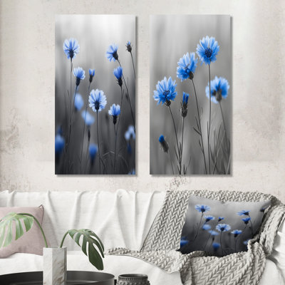 Meadows Of Blue Cornflowers I - Cornflowers Wall Art 2 Pieces Set