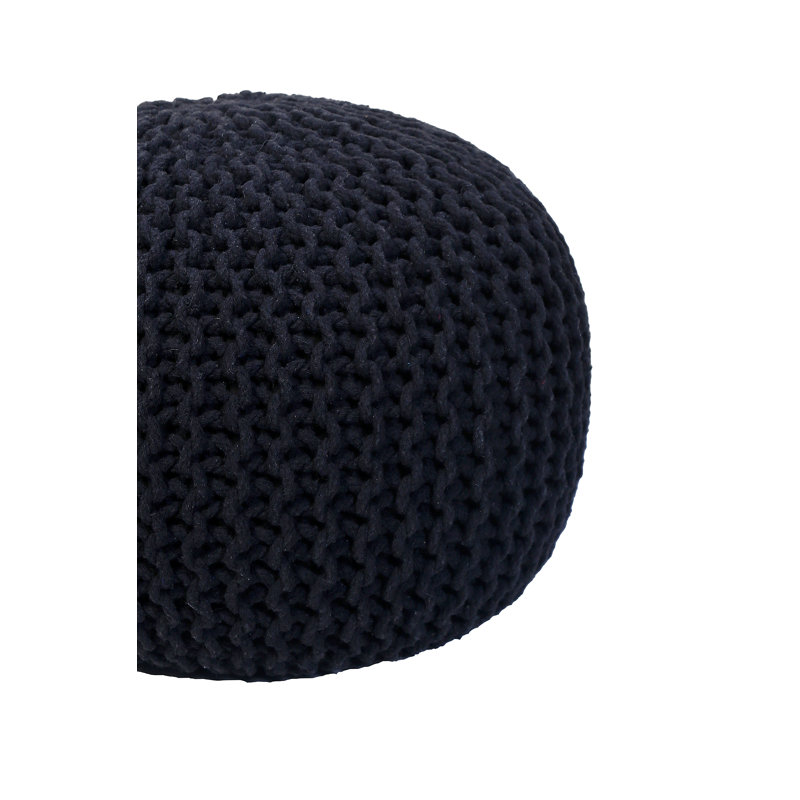 Round Pouf Foot Stool Ottoman – Cotton Knitted Cord Boho Pouffe – Cable Knit Filled Footrest For Living Room, Nursery, Bedroom, Patio & Lounge (18" X 18" X 14")
