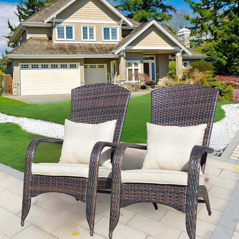 Chaise de patio avec coussins (coussin gris), Brun