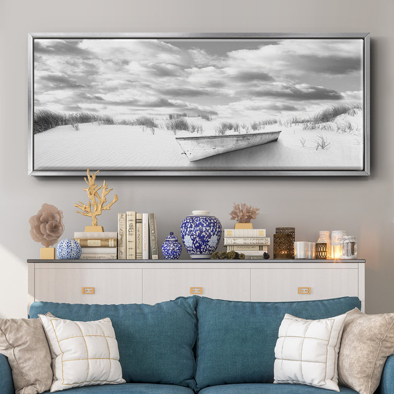 Beach- Framed Canvas, 20" H x 50" W