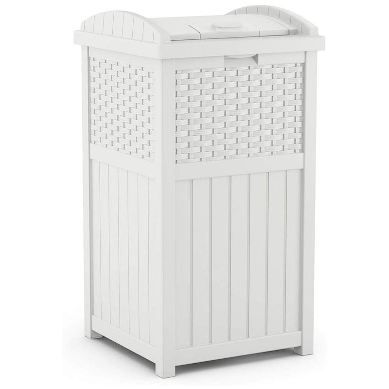 Poubelle extérieure 33 gallons Suncast Trash Can Hideaway, Blanc