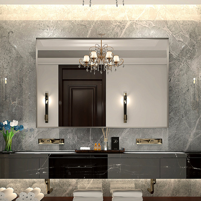 Miroir de salle de bain 40x30inch, Argent argent, 40,78 po x 30,27 po