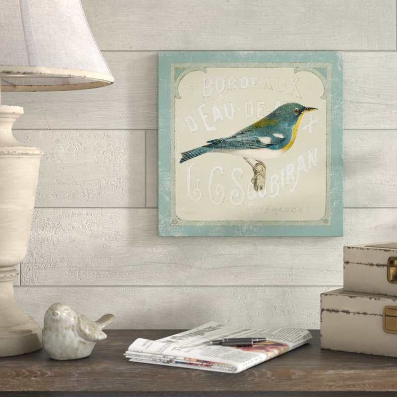 « parisian oiseau i », reproduction de peinture à l’acrylique sur toile tendue, H 35 po x l 35 po x P 2 po