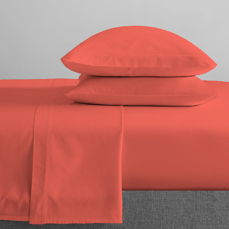 Ensemble de draps 100% coton jersey, Simple, Corail