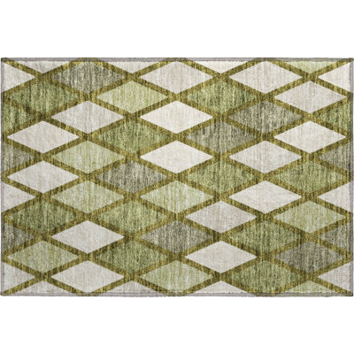 Premium Machine Washable Prisco Olive Rug