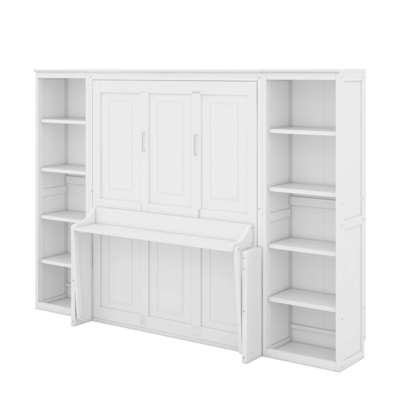 Lit escamotable double avec bureau et bibliothèque, Double