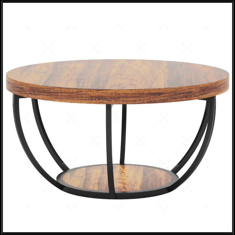 Table basse ronde, Brun, Noir