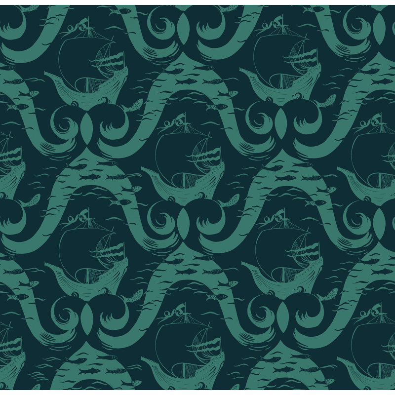 Paule Marrot Geometric Wallpaper Double Roll, Blue/Teal