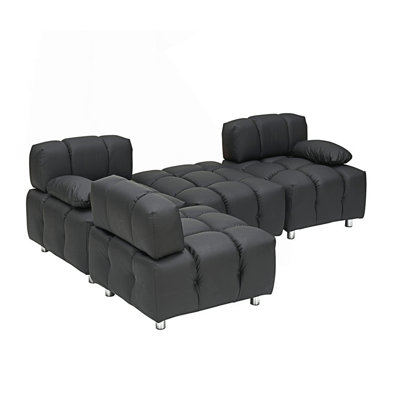 Canapé en tissu Technology, canapé en L, Noir