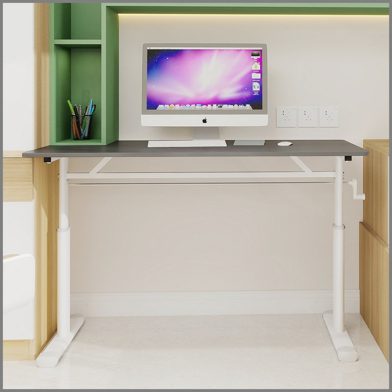 Bureau d'étude réglable pour enfants et adultes à hauteur réglable et polyvalent, 35.43" H x 47.24" W x 23.62" D, Grey/White