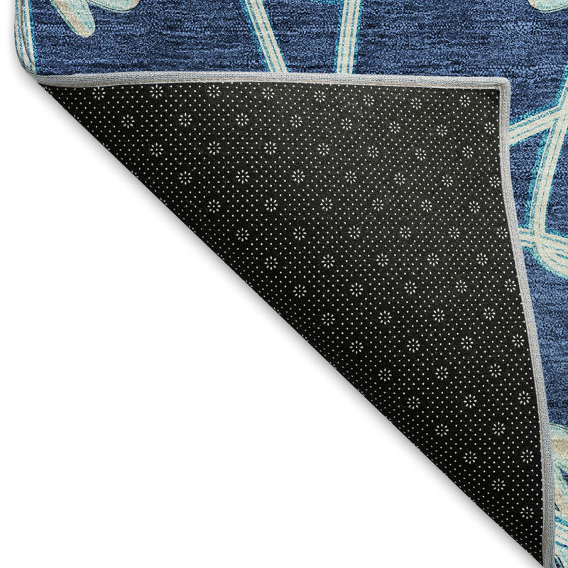 Premium Machine Washable Prisco Navy Rug, Rectangle 1'8" x 2'6"